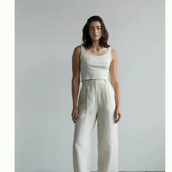 First Rite - Crop Pointelle Scoop Tank - Natural - Large - Picture 3 of 6